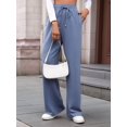 thumbnail image 4 of Womens Casual Wide Leg Loose Fall Drawstring Elastic High Waisted Athletic Joggers with Pockets Blue S, 4 of 8