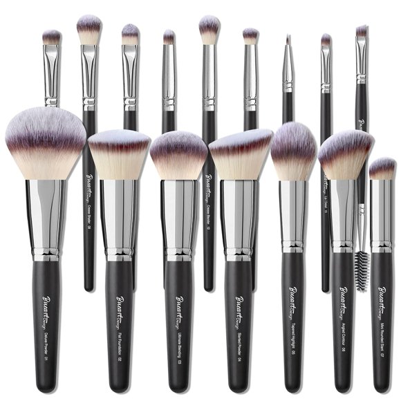 Set de brochas de maquillaje Bueart Design ULTRA SOFT, 16 unidades, color negro