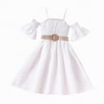 thumbnail image 1 of gdxvjhbj Robes Filles Tutu Robe Bébé Fille Papillon Tutu à Volants Sans Manches Robes Robe de Fête 5T 6T (Blanc,5-6 Ans), 1 of 4