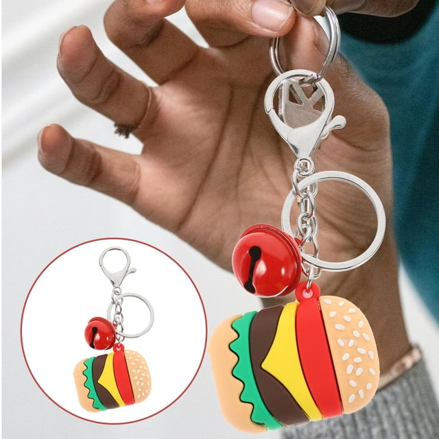 DEEPCRAFF 4Ud Llaveros Colgantes Con Hamburguesa Colorida Para De Y Accesorios