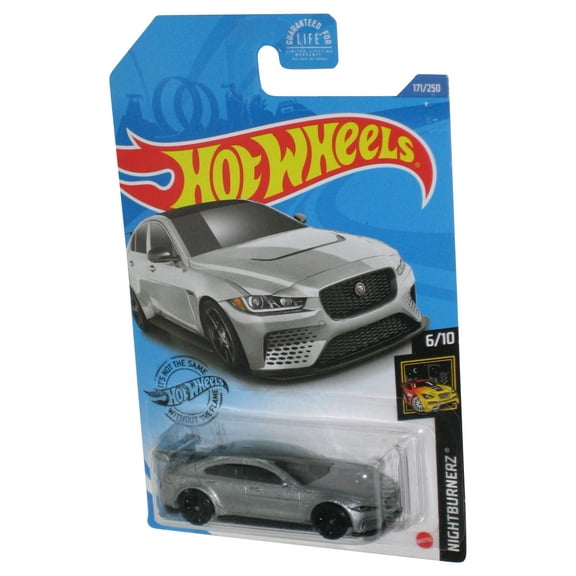 Hot Wheels Nightburnerz 6/10 (2017) Silver Jaguar XE SV Project 8 Toy Car 171/250