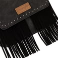 thumbnail image 6 of Wrangler Western Fringe Crossbody Bag for Women Suede Faux Leather Flap Purse Cowboy Tassel Handbag, Black, 6 of 9