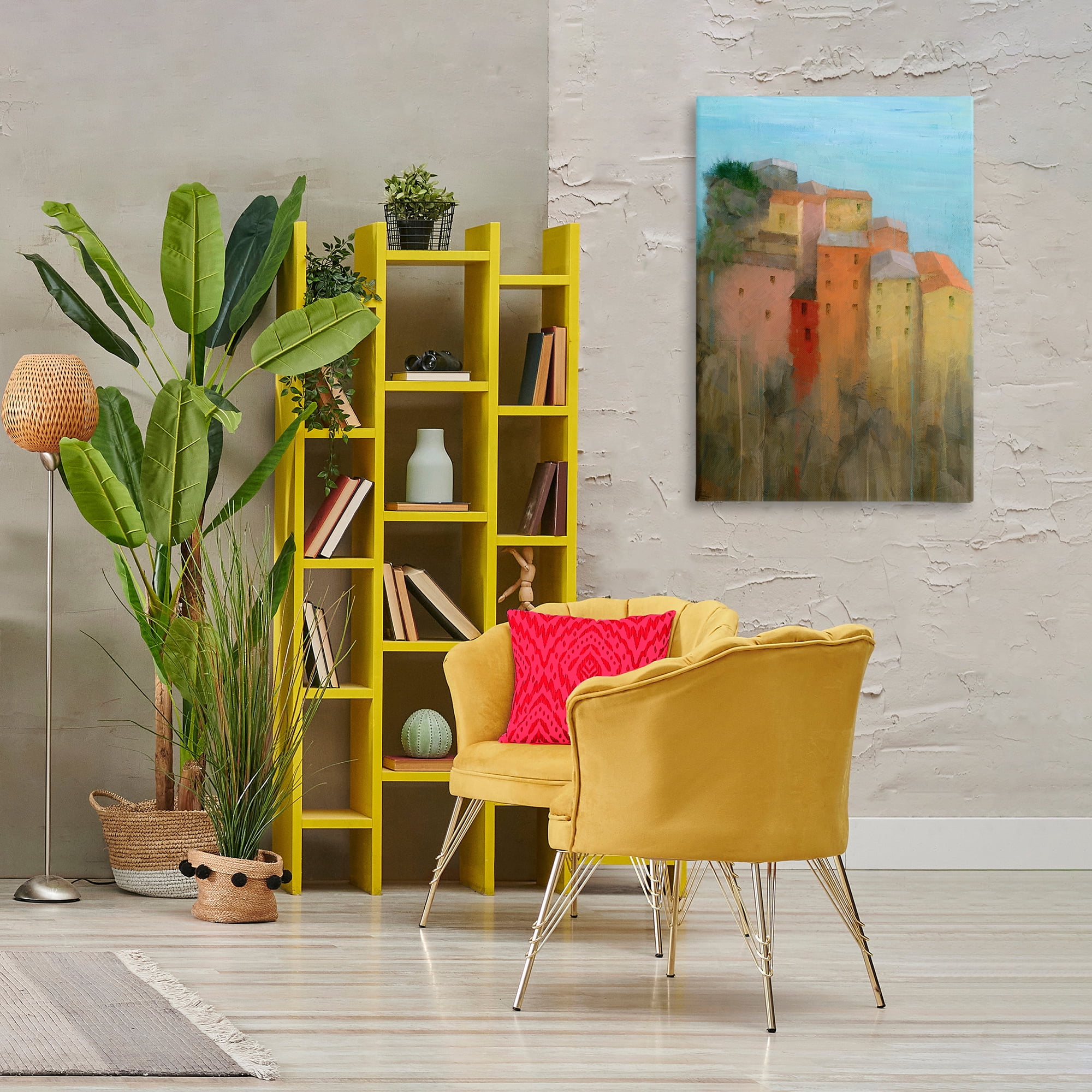 Stupell Industries Tall Seaside Architecture Buildings & Architecture Painting Wrapped Canvas Art Print Wall Art, 24 x 36