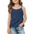 thumbnail image 2 of Gubotare Girls Sleeveless Tops Camisole Tank Tops for Girls, Stretch Undershirts Comfortable Camis Size 7-8 (Navy,7-8 Years), 2 of 4