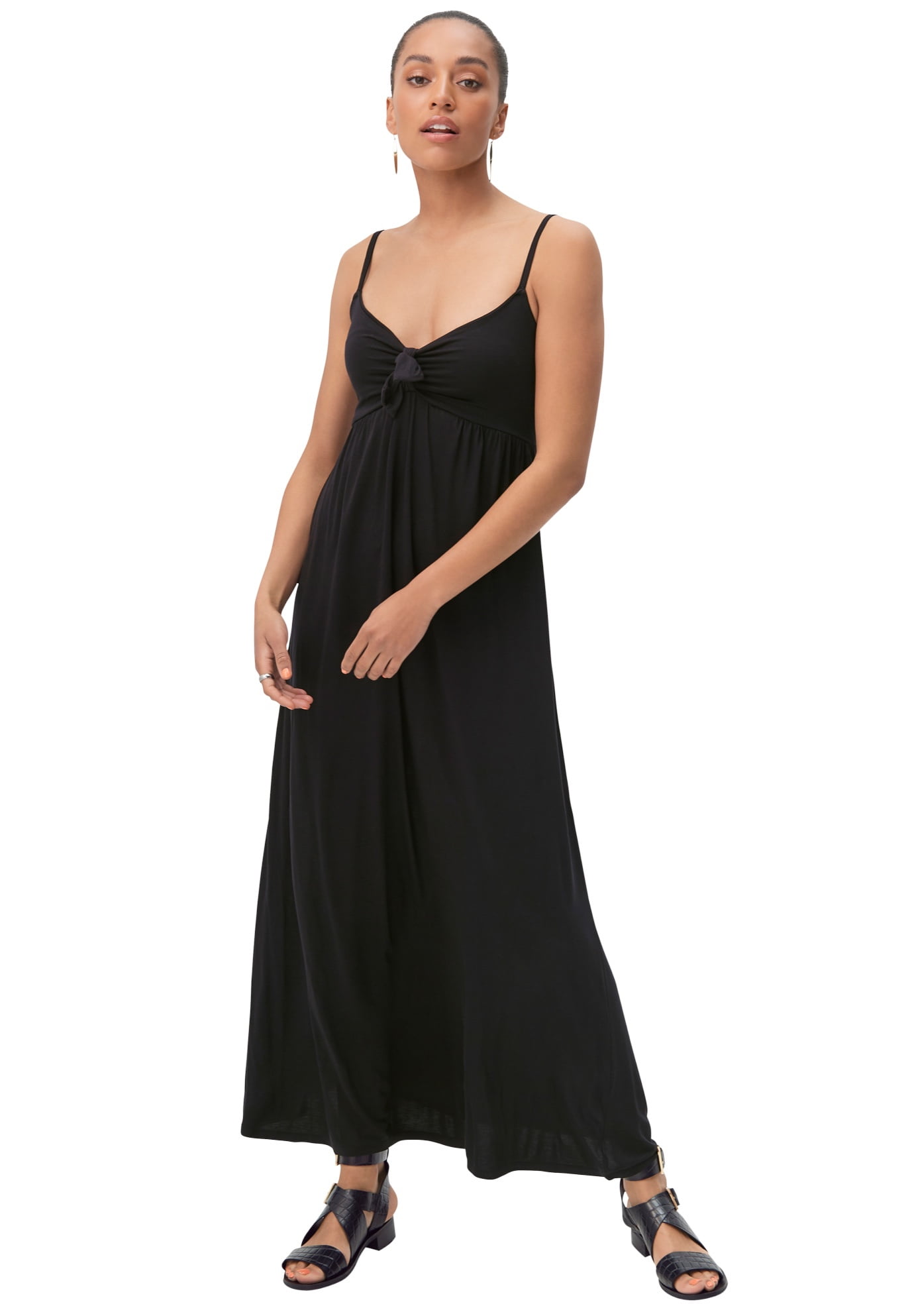 Ellos Women's Knit Maxi Dress With Tie-Bodice - Walmart.com