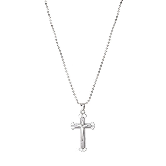 Iumwxz Collier Pendentif Fendu à 3 Couches Noir en Acier Titane Acier Inoxydable