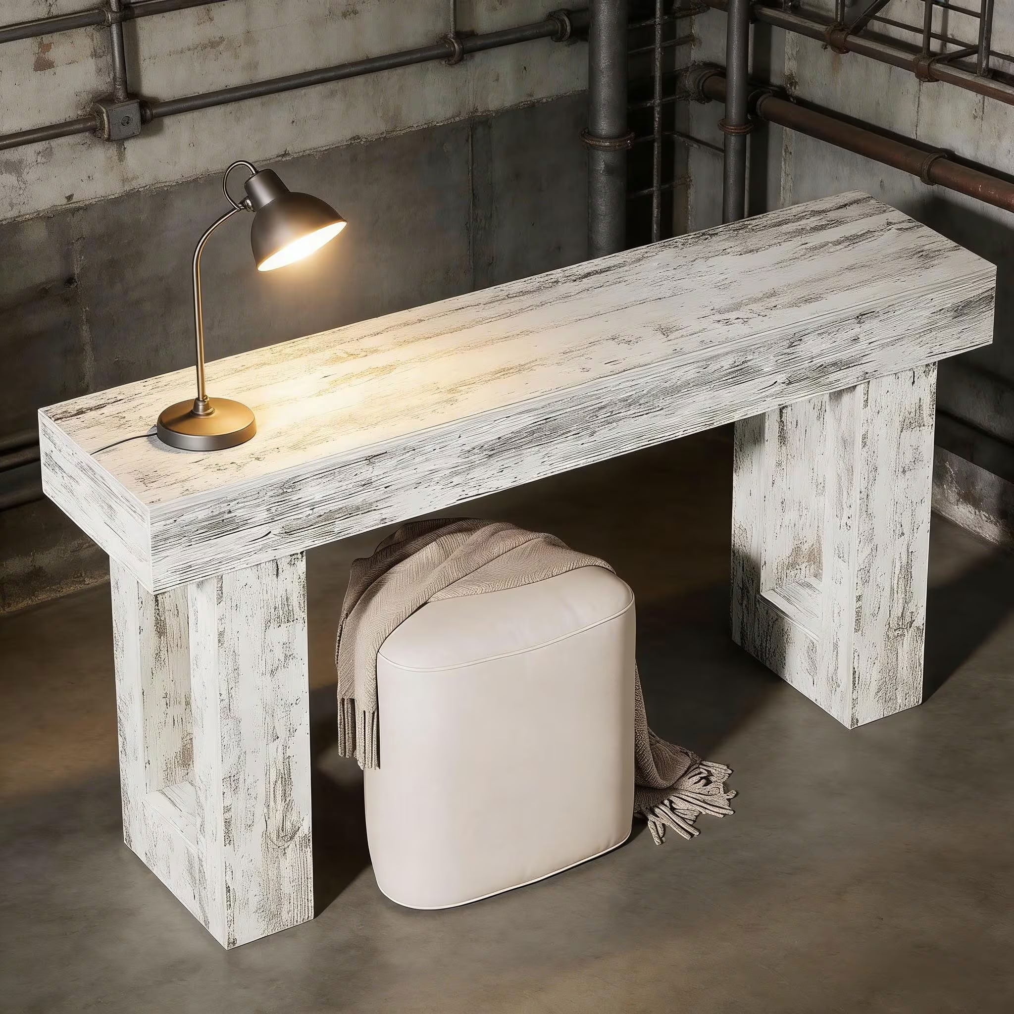 MAYEERTY 63-Inch Rustic Console Table, Farmhouse Wooden Entryway Table with Thick Legs for Hallway and Living Room
