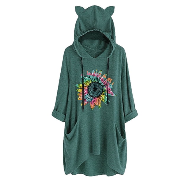 Moda Mujer Moda Impreso Con Capucha Suelta Manga Larga Tops Casual Sudadera Fridja FKASFK5748