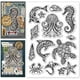 thumbnail image 1 of Sellos transparentes de vida marina con diseño de mandala, caballito de mar, tortuga marina, delfín, medusa, sello transparente de silicona., 1 of 9