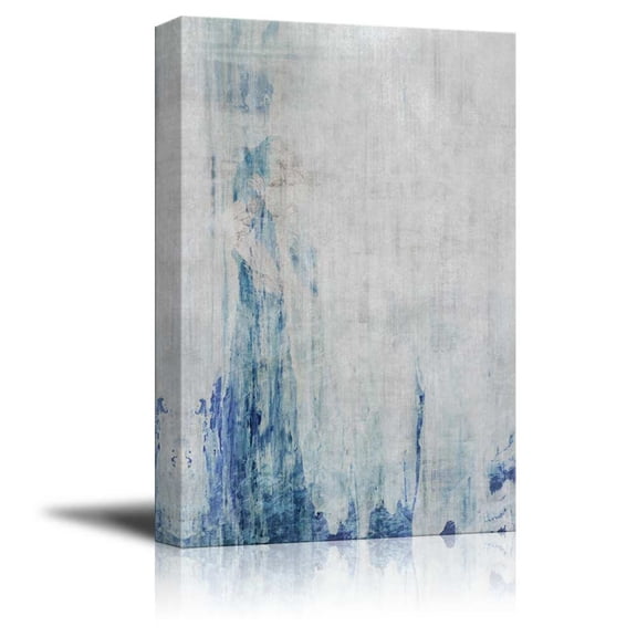 wall26 - Abstract Painting of a Lady in a Blue Dress and Silver Stripes Over It - Canvas Art Home Art - 32x48 inches