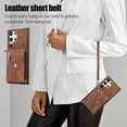 thumbnail image 7 of Phone Case for Samsung Galaxy S24 Ultra 5G Wallet Cover and Tempered Glass Screen Protector with Wrist Crossbody Strap Lanyard Credit Card Holder Stand S24Ultra 24S S 24 24Ultra Women Men Brown, 7 of 7