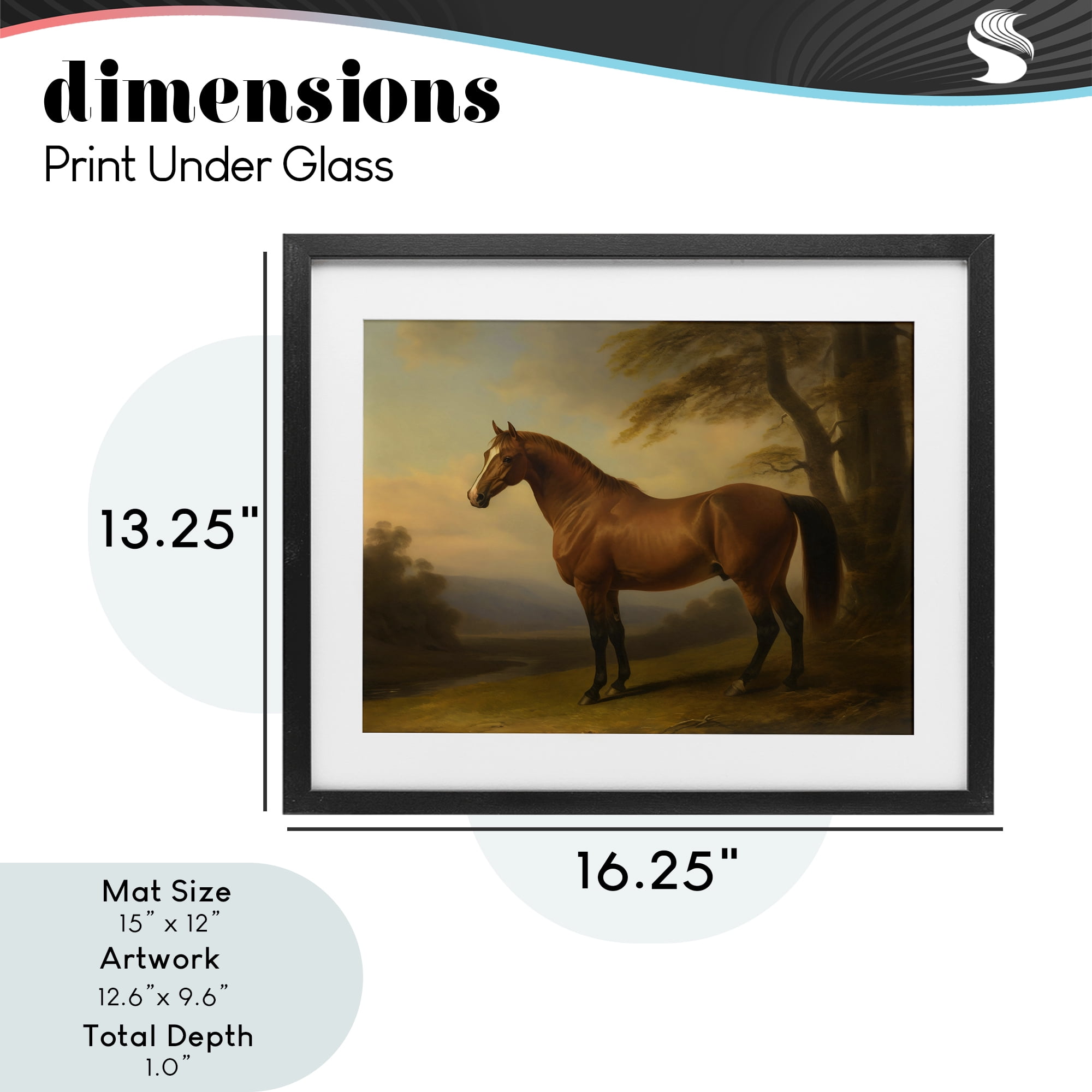 Stupell Industries Vintage Chestnut Horse Black Framed Print Under Glass, design by Creative Studio