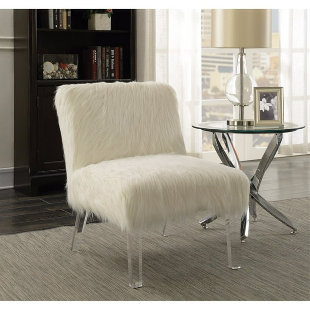 Attractively Accent Chair With Fur, White - Walmart.com