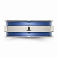 thumbnail image 3 of Titanium with Blue Double Groove 8.5mm Polished Band Size: 12; for Adults and Teens; for Women and Men, 3 of 6