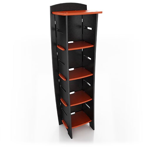 No Tools Assembly Bookcase, Red and Black