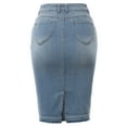 thumbnail image 3 of A2Y Women's Slim Fit Rayon Knee Length Back Slit Denim Jean Pencil Skirt Light Navy 4XL, 3 of 3