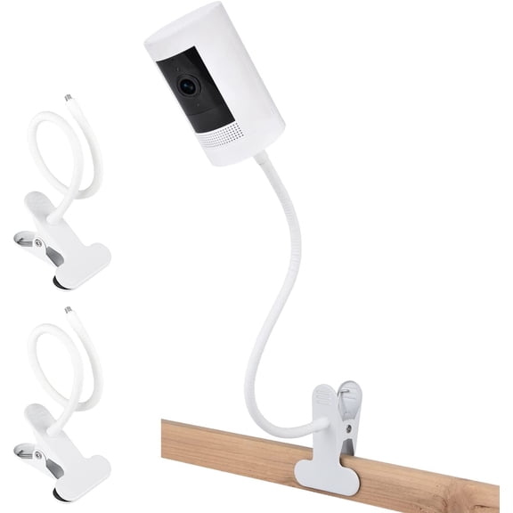 2Pack Clamp Mount for Stick Up Cam & Outdoor Plus, Flexible Gooseneck Mounting Bracket to Attach Your Camera Anywhere with No Tools - White