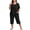 Black, variant on Women Plus Size Pajamas Set Short Sleeve Pjs Capri Pants Pajama Sets Nightwear with Pockets