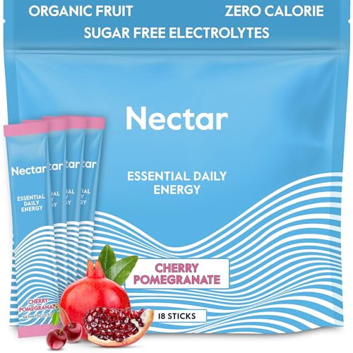 Nectar Energy Booster - Cafeína orgánica, B12 y electrolitos - Sin azúcar y cero calorías - Café saludable, bebida energética y alternativa a refrescos - Suplemento de hidratación y energía (cereza gr