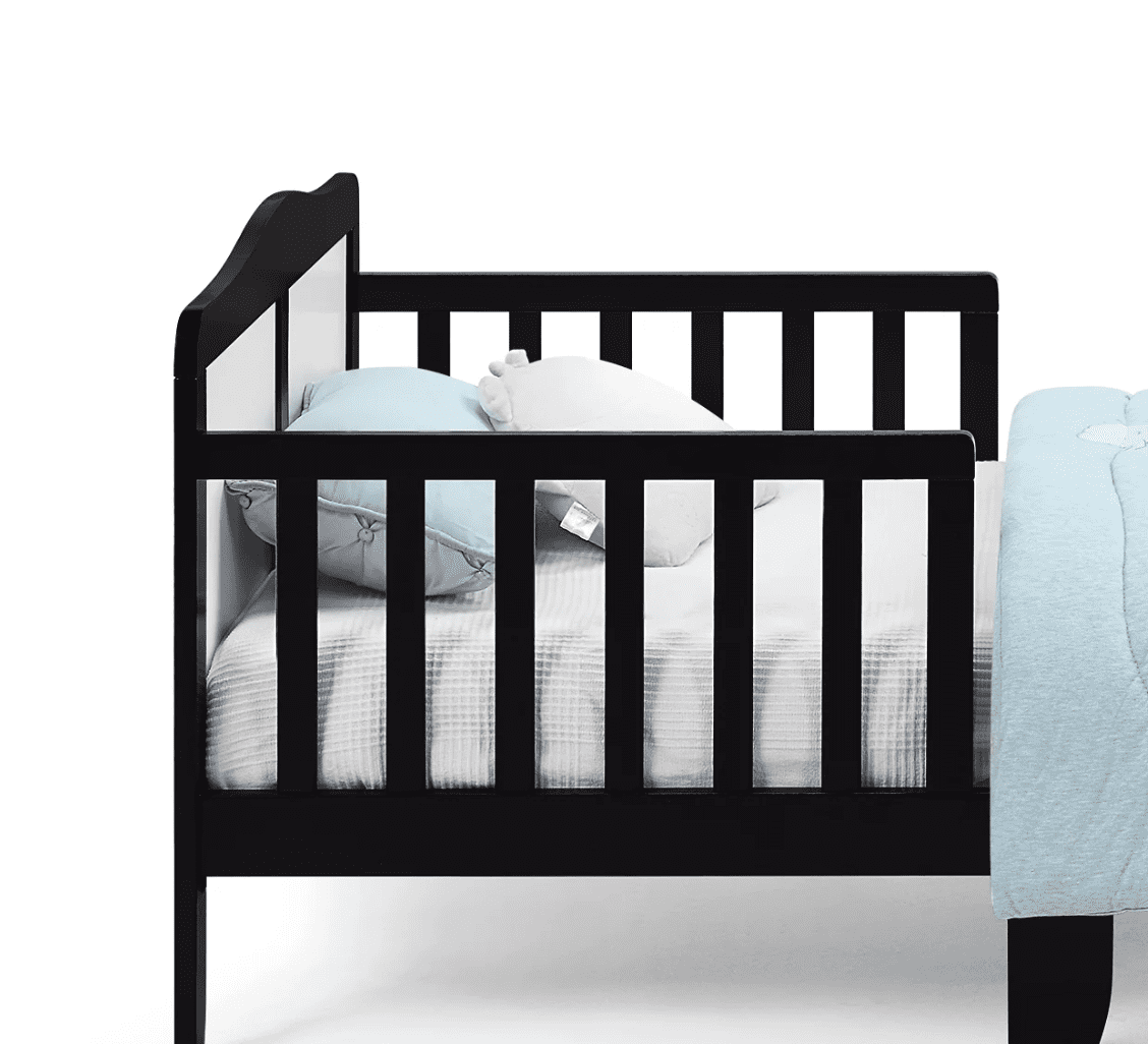 Olive & Opie Birdie Toddler Bed, Black/White Finish
