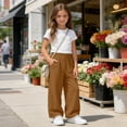 thumbnail image 2 of OGLCCG Wide Leg Pants Girls Summer Loose Vacation Beach Pants for Teens Lightweight Straight Leg Trousers with Pockets 3-14 Years, 2 of 7