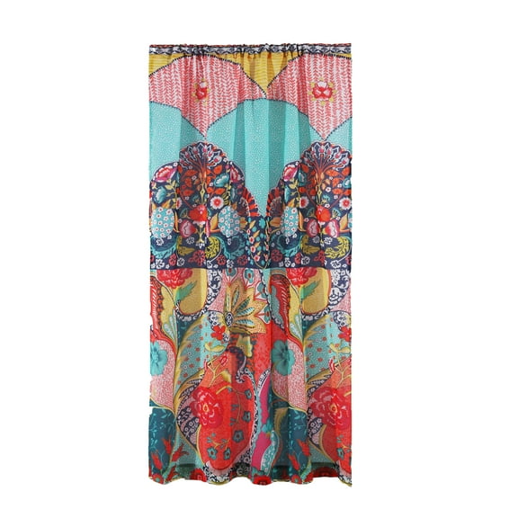 Levtex Home - Jules - Drape Panel/Curtain (55x84in.) with Rod Pocket - Bohemian - Teal, Orange, Yellow, Green, Blue, Red, Black - Cotton - Single