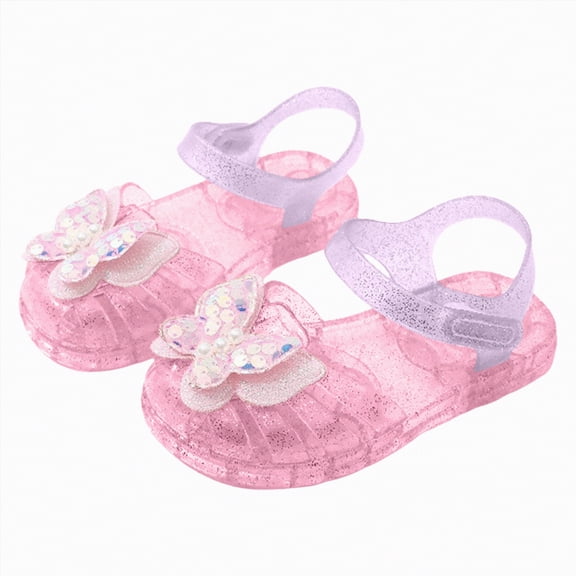 JUMEYU Toddler Girl Dress Shoes Jelly Sandals for Girls,Closed Toe Princess Summer Dress Shoes Water Beach Rubber Sole Flat Sandals for Toddler Little Kid Big Kid Size 10 (Pink,Toddler 10)