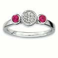 thumbnail image 1 of Argent Sterling Stackable Expressions Dbl Rond Rubis Cr. et Bague Dia. Taille 6, 1 of 3
