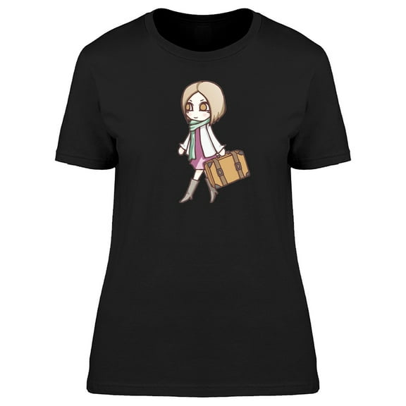 Woman With A Suitcase Cartoon Tee Women's -Image by Shutterstock