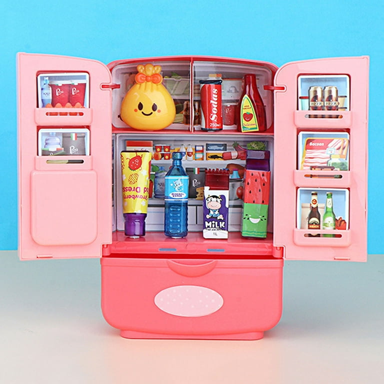 Pretend Play Simulation Kitchen Toy Mini Fridge Furniture Refrigerator  Accessories Cook Food Play House Toys For Girls Children