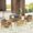 Teak+Dark Gray Cushion, variant on Christopher Knight Home 4-Piece Outdoor Chat Set with Slatted Loveseat, Chairs & Coffee Table, Beige Cushions