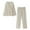 Beige, variant on Office Outfits Set 2024 Women's Linen Lace up Shirt Pants Set Loose V-Neck Long Sleeve Blouses Wide Leg Pant Vintage 2 Piece Sets Suit Sets 2 Piece Outfits S-73 Coffee L