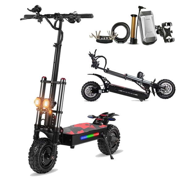BOYUEDA S3-11 6000W Dual Motor Electric Scooter for Adults,55 MPH,75 Miles Long Range,60V 38Ah Battery,11" Off-Road Tires,800 lbs Max Load — Foldable Fast E-Scooter with Seat