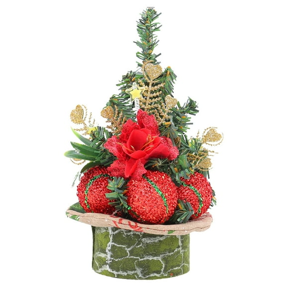 Gnwei Mini Christmas Tree Decorations, 9-Inch Small Table Top Portable Christmas Tree with Red Berries for Kid Gift Office Tabletop and Room Desktop Holiday Party Decorations