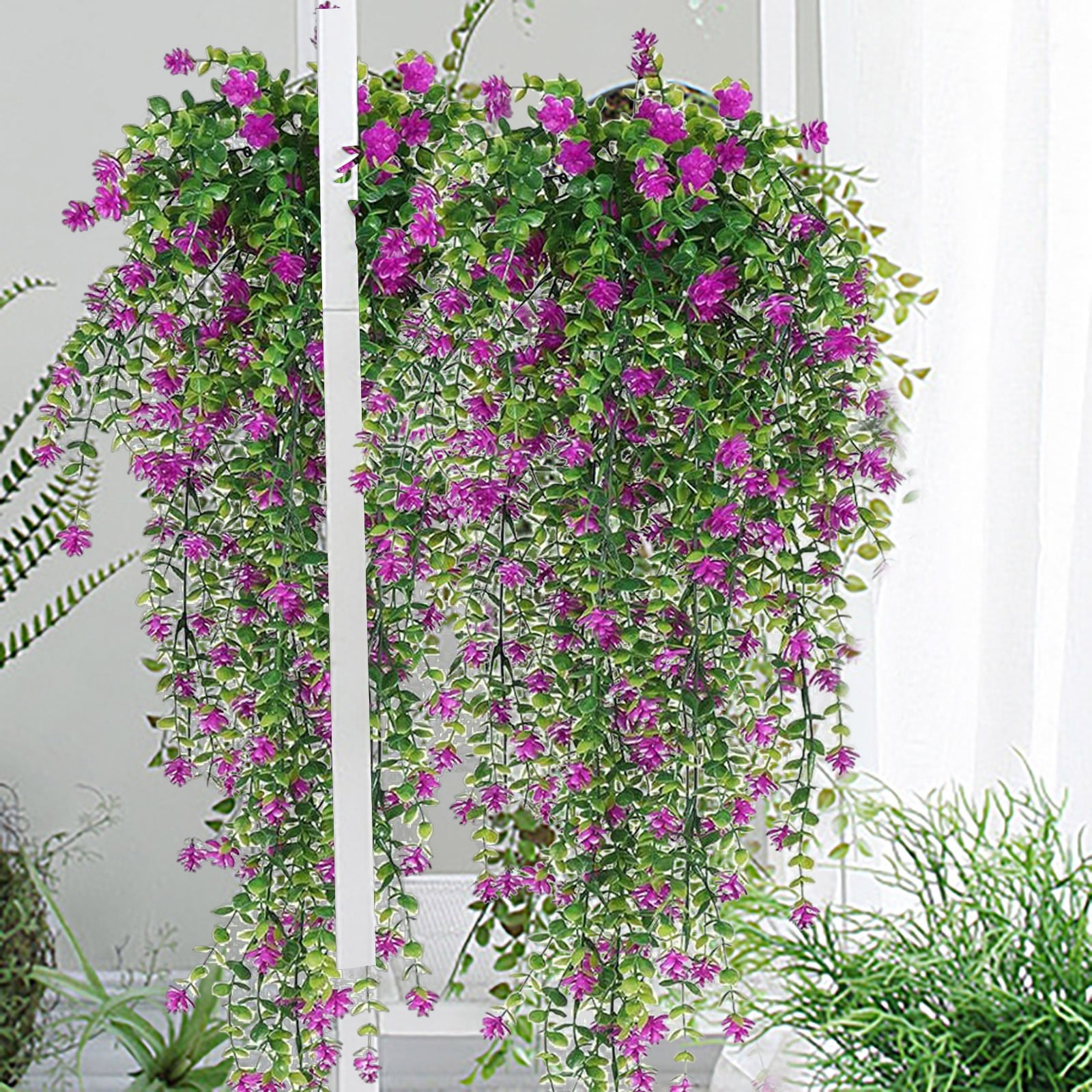 JilgTeok Back to School Artificial Fake Hanging Flowers Plants with Basket for Outdoor Decoration,Fake Silk Flower UV Resistant for Outside, Faux Rose Flower for Home Patio Garden Porch Decor(H:30in)
