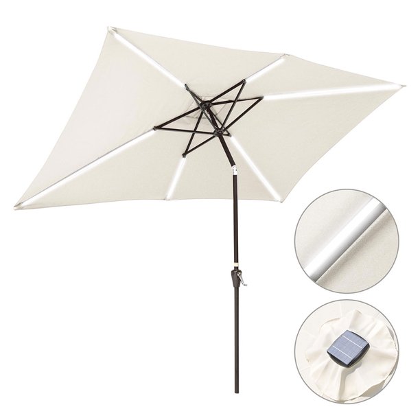 Yescom 10x6ft Rectangle Solar Led Lighted Patio Umbrella With Tilt And Crank Outdoor Market Table Umbrella Sunshade Walmart Com Walmart Com