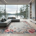 thumbnail image 2 of ODIKA 8'x10' Washable Area Rug Durable, Non-Slip Pink Petal Border Whimsical Scattered Polka Dot Motifs Boho Scallop for Living Room, Under Sectional, Family Room, 2 of 7
