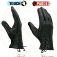 thumbnail image 4 of Milwaukee Leather MG7770 Women's Black Leather ’I - Touchscreen Compatible’ Laced Wrist Motorcycle Hand Gloves W/ Gel Palm Small, 4 of 8