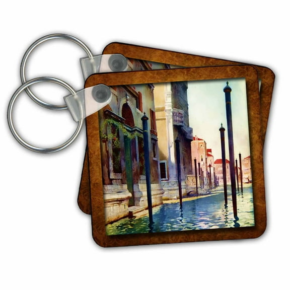 3dRose, Grand Canal in Venice, set of 2 Key Chains