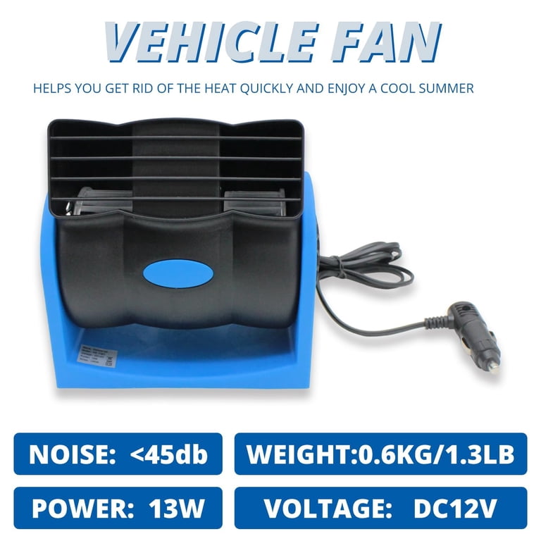 12V Car Fan,2 Speed Electric Cooling Fan,Blue Portable Cold Air Fans with Car Cigarette Lighter Plug,Squirrel Cage Fan for All Vehicles,Car Amplifier Cooling Fans