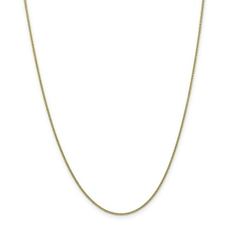 Link Necklace Gold Fancy Bead - 10k Yellow Gold 1.5mm Link Cable Necklace Chain Pendant Charm Round Fine Jewelry For Women Gift Set
