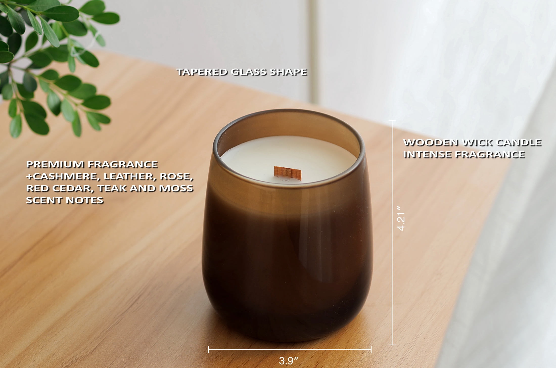 Better Homes & Gardens Intense Cashmere Teak Scented Wooden 1-Wick Colored Taper Jar Candle 14.5oz