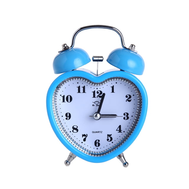 Bearachild Reloj despertador con campana de corazón, relojes digitales de luz nocturna, escritorio para el hogar para niñas, dormitorio, hogar, oficina, Electrodomésticos Azul Bearachild HA082547-04