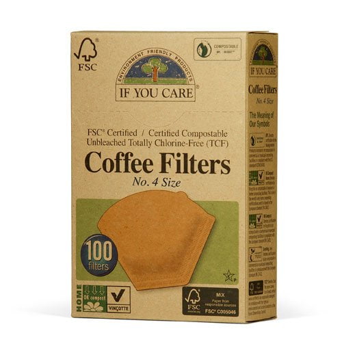 If You Care Unbleached Coffee Filters, 4 cone, 100 count Pack of 2