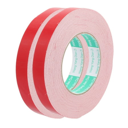 2pcs 10M 20mm x 1mm Dual-side Adhesive Shockproof Sponge EVA Tape Red White