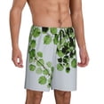 thumbnail image 3 of Rocae Watercolor Green Leaves for Men's Soft Sleep Pajama Shorts, Waistband and Pockets, 3 of 9