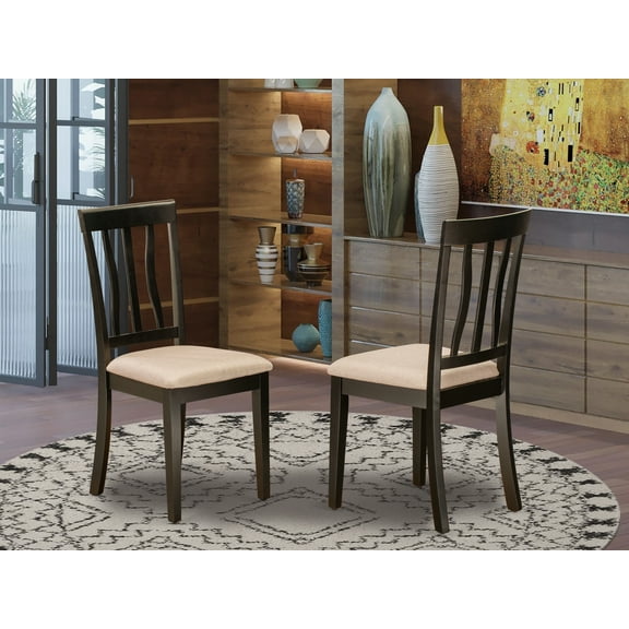 East West Furniture Antique 39" Wood Dining Room Chairs in Cappuccino (Set of 2)