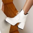thumbnail image 4 of Botas de tacón alto grueso con punta cuadrada de terciopelo para mujer, con cordones, cremallera lateral, parte superior baja, botas desnudas Wmkox8yii  hfjk1121, 4 of 5