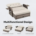 thumbnail image 4 of PARKWELL 2-Piece Outdoor Patio Rattan Daybed Furniture Set,Wicker Loveseat Sofa with Built-in Storage Ottoman,Adjustable Backrest,Retractable Side Tray,Brown Rattan, Beige Cushions, 4 of 9