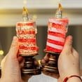 thumbnail image 5 of 6 Inch Flameless LED Christmas Candle with Glittering Sequins, Battery Operated Candy Striped Taper Candlestick, Safe Holiday Decor Night Light-2PCS, 5 of 5
